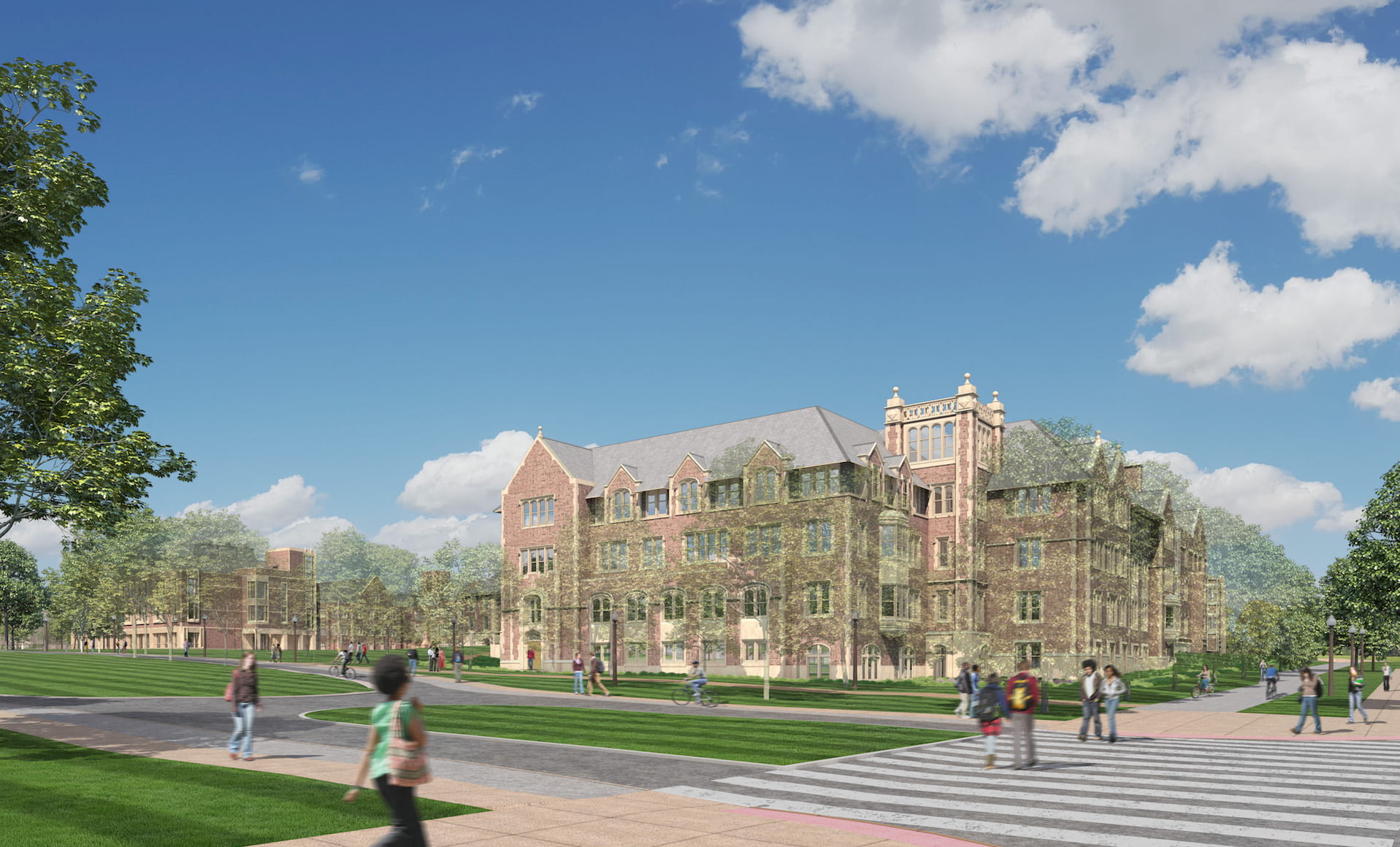 Architectural rendering showing new McKelvey Hall to be built on the campus of Washington University