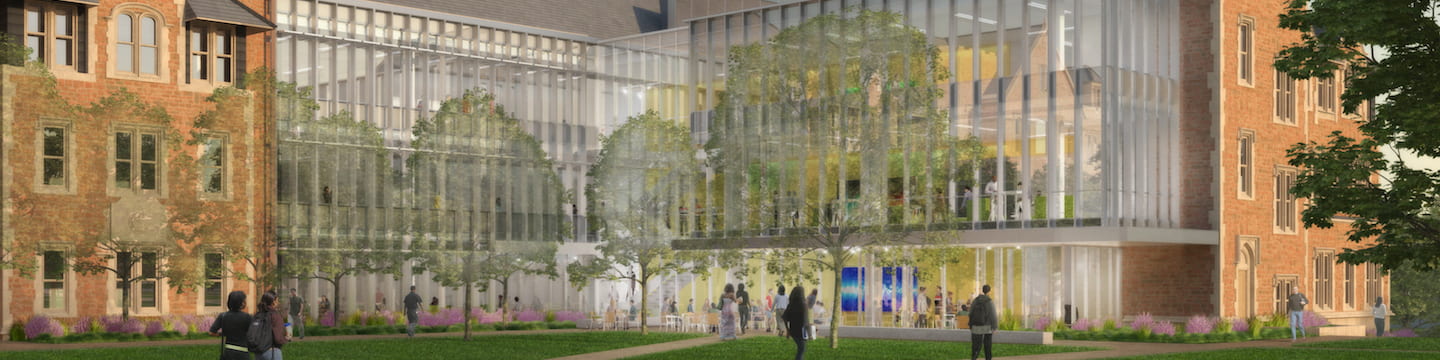 Rendering of the courtyard of McKelvey Hall, to be built on the campus of Washington University in St. Louis