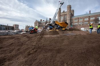 Dirt being brought in for Tisch Park